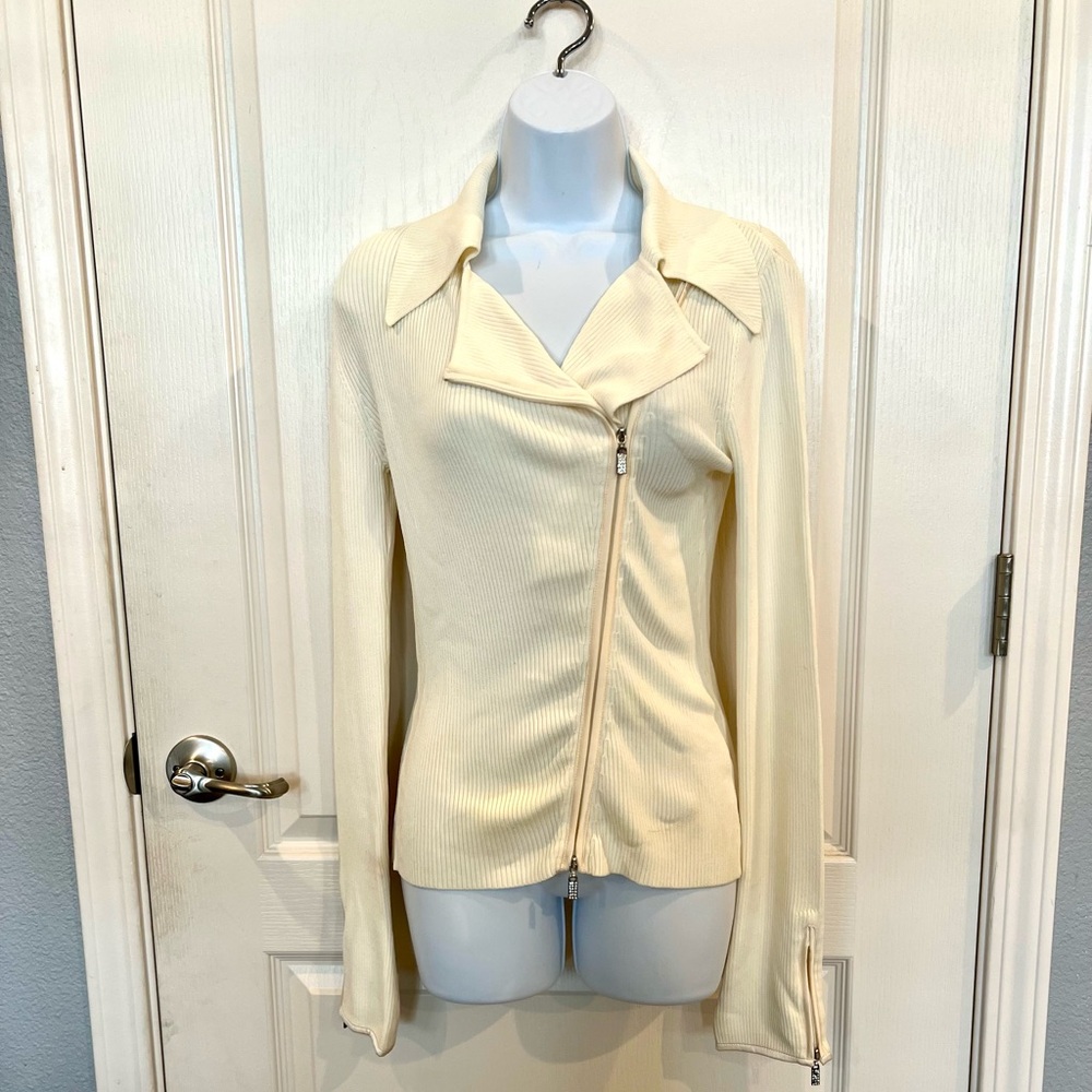 Cache Cream Ribbed Knit Top
